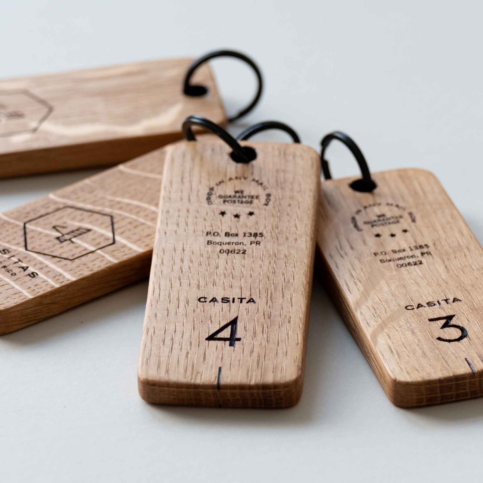 Logo Engraved Oak Keyrings