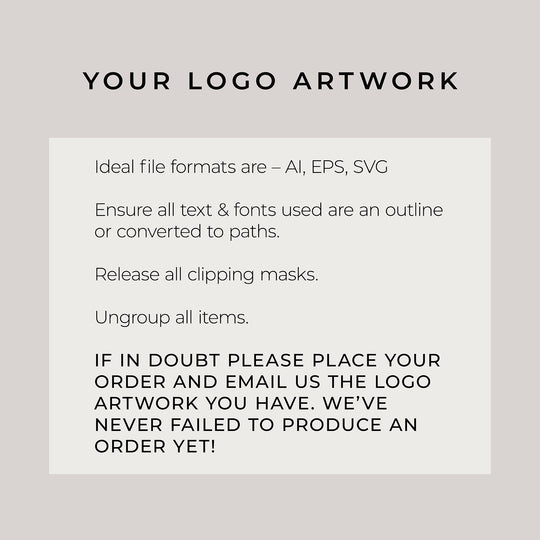 Instructions for logo artwork on a gray background